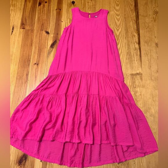 Maeve by Anthropologie Marlene Tiered Sleeveless Fuchsia Lined Maxi Dress SMALL - Picture 5 of 14